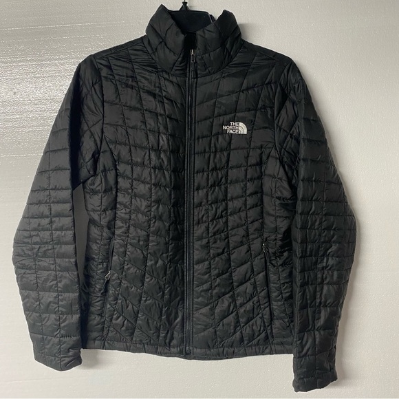 The North Face Quilted Jacket Small Black Full Zip Theroball Mock Neck - Picture 1 of 11